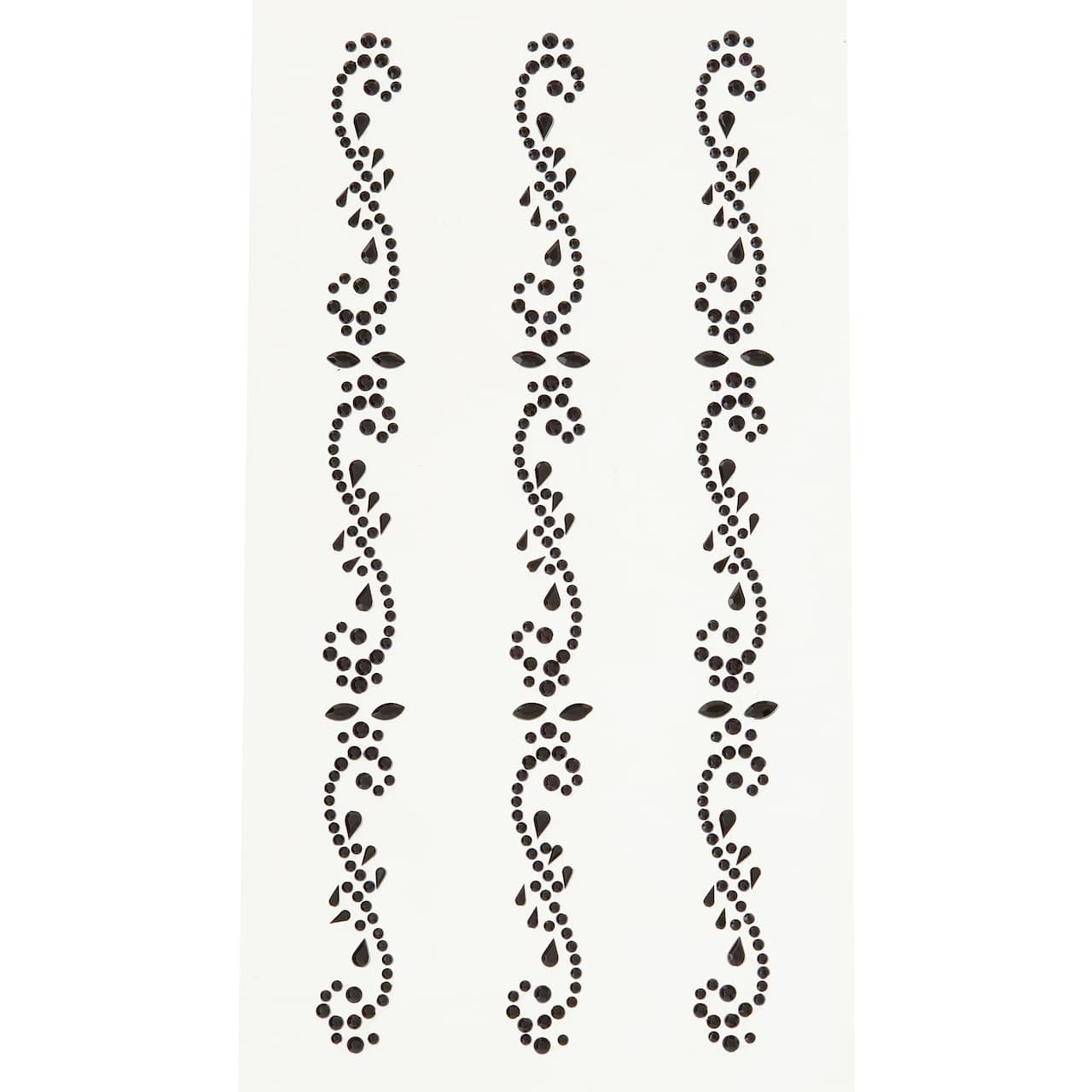 12 Packs: 3 ct. (36 total) Black Flourish Border Adhesive Rhinestones by Recollections™